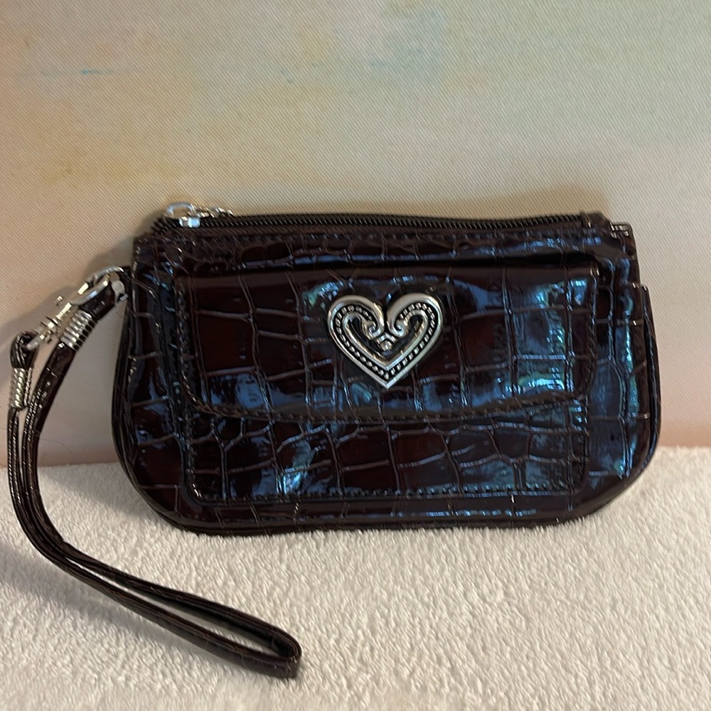 CANDIES WRISTLET (BRIGHTON VIBES) ZIPPER AND SNAP HARDWARE CLOSURE DARK BROWN